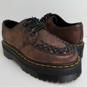 Dr. Martens Ashley Platform Metallic Distressed Quad Retro Creeper Oxfords UK 4